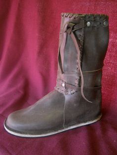 leather boots hight by Syama on Etsy, $125.00 Leather Hunting Boots With Rubber Sole, Hunting Boots With Rubber Sole And Leather Material, Leather Round Toe Hunting Boots, Medieval Style Brown Lace-up Boots, Medieval Brown Lace-up Boots, Traditional Ankle Boots With Leather Sole, Medieval Brown Outdoor Boots, Medieval Leather Boots With Leather Sole, Historical Leather Boots With Round Toe