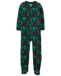 Crafted in snuggly fleece, this 1-piece takes your little one from playtime to bedtime in no time! Zip-up design makes for quick changes and easy dressing. Chemically treated? No way! Carter's polyester is flame resistant... Phew! Carters Christmas Pajamas, Pajamas Green, Baby Pjs, Holiday Pjs, Family Pjs, Footie Pajamas, Carter Kids, Footie Pajama, Baby Pajamas