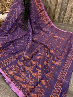 *Dhakai Jamdani soft saree with zari weaving . *Fall attached. Purple Handloom Semi-stitched Traditional Wear, Purple Handloom Saree For Puja, Diwali Purple Handloom Saree, Purple Unstitched Handloom Traditional Wear, Purple Handloom Unstitched Traditional Wear, Unstitched Purple Handloom Traditional Wear, Bohemian Purple Saree With Zari Weaving, Semi-stitched Weaving Work Saree For Festivals, Purple Bohemian Traditional Wear With Zari Weaving