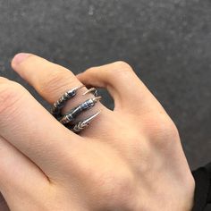 Raven Claw Ring in solid Sterling Silver Carrion Crow | Etsy Silver Punk Claw Rings, Gothic Claw Shaped Metal Rings, Gothic Claw Rings As Gift, Unique Claw-shaped Metal Rings, Unique Claw Shaped Metal Rings, Raven Claw, Carrion Crow, Raven Skull Necklace, Raven Pendant