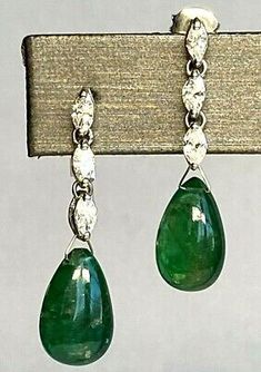 $8800 14K White Gold 10ct Teardrop Emerald F-G Diamond Dangle Earrings Vintage | eBay Gia Certified Dangle Earrings For Formal Events, Gia Certified Dangle Earrings For Formal Occasions, Gia Certified Drop Jewelry For Formal Occasions, Green Pear-shaped Earrings For Formal Events, Formal Green Jewelry With High Luster, Formal High Luster Drop Jewelry, Formal Green High Luster Jewelry, Formal Drop Emerald Earrings, Estate Diamond Jewelry