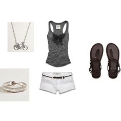 Abercrombie outfit, created by cuttingcar61 on Polyvore Abercrombie Style, Ae Outfits, Bicycle Necklace, Outfit Simple, Comfy Outfits