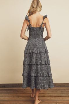 Lucia Tiered Midi Dress – Penelope The Label Sleeveless Midi Dress, Tiered Midi Dress, Home Dress, Large Dress, Cotton Voile, Floral Sleeveless, Spring Dress, Midi Dress Sleeveless, Navy Floral