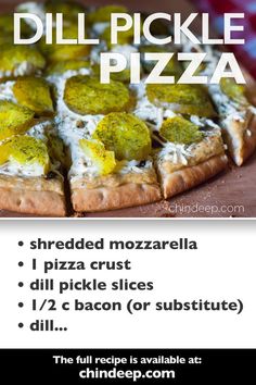 a pizza with cheese and pickles on it is shown in this ad for the children's place