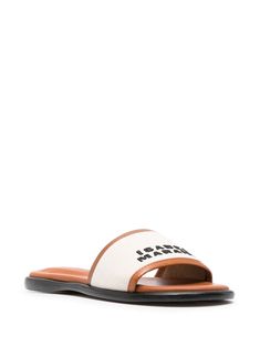 ECCG ISABEL MARANT VIKEE Leather Slide Sandals, Comfortable Flats, Leather Cap, Unique Logo, Leather Slides, Beach Tote Bags, Embroidery Details, Small Leather Goods, Leather Jewelry