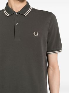 Fred Perry logo-embroidered Cotton Polo Shirt - Farfetch Balenciaga Triple S, Cotton Polo Shirt, Custom Watch, Short Suit, Cotton Polo, Sweaters Knitwear, Polo Collar, Green Cotton, Logo Embroidered