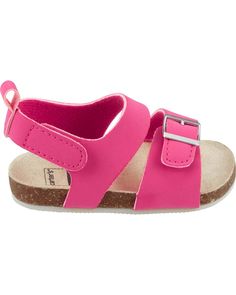 Pink Baby Buckle Faux Cork Sandals | carters.com Playful Adjustable Slide Sandals, Cute Open Toe Flip Flops For Playtime, Cute Adjustable Non-slip Sandals, Beach Slide Sandals With Soft Sole, Playful Closed Toe Sandals With Soft Sole, Playful Pink Sandals With Soft Sole, Pink Adjustable Slide Sandals, Pink Synthetic Sandals With Soft Sole, Cute Sandals With Soft Sole And Open Toe