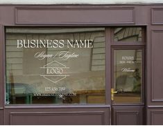 an image of a business name sign on the front door of a storefront window