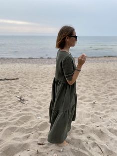 Everyday dress Smock dress women Linen maxi dress Loose | Etsy Cheap Smock Dresses For Beach, Cheap Beach Smock Dresses, Relaxed Fit Midi Dress For Beach, Casual Linen Maxi Sundress, Beach Style Midi Length Linen Sundress, Casual Linen Maxi Beach Dress, Relaxed Fit Sundress Maxi Dress, Casual Linen Maxi Length Beach Dress, Relaxed Fit Maxi Linen Dress For Summer