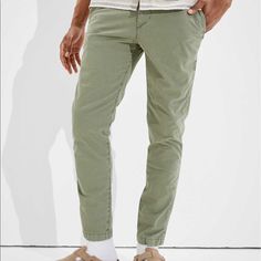 I Purchased These New And Unfortunately Took All The Tags Off Before Really Trying Them On. This Listing Is For Just The Deep Forest (Green, Olive, Sage, Khaki, Whatever You Want To Call It). They Fit Great, Lean Towards Skinny More Than Slim. Chino Life Is Just Not The Life For Me. Wore Each Of Them Only Once In The Wild. They Still Look Brand New (Though The Wash Is Lived-In, So They Purposely Look Worn, The Edges Are Frayed Intentionally). They Are Listed On The Ae Site As: Ae Flex Slim Lived Casual Tapered Bottoms With Cargo Pockets, Casual Tapered Cargo Bottoms, Casual Tapered Cargo Pants With Hip Pockets, Green Relaxed Fit Mid-rise Pants, Green Mid-rise Relaxed Fit Pants, Relaxed Fit Tapered Bottoms With Belt Loops, Military Style Relaxed Fit Trousers, Military Style Long Pants With Relaxed Fit, Summer Casual Full Length Chinos