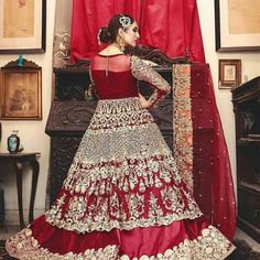 luxurious Anarkali farshi Lehenga 5 Gold Floor-length Choli With Dabka Detail, Red Anarkali Gown With Intricate Embroidery, Gold Floor-length Dabka Choli, Red Cutdana Gown For Eid, Red Anarkali Gown With Dabka Work, Anarkali Style Floor-length Nida Sharara, Burgundy Anarkali Dupatta For Festivals, Floor-length Nida Anarkali Set For Festive Occasions, Red Anarkali Gown With Pallu