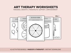 Art Therapy Worksheets Bundle: Boost Mental Well-Being and Creativity | 🎨🧠 🖨️ Printable Art Therapy Worksheets. 🎨 Comprehensive Therapy Tools. 🧠 Assist With Occupational Therapy, CBT, Trauma & DBT. Boost Self-esteem and self-confidence.  🟢 Ideal for a School Psychologist, Journal Prompts, Therapy Notes, a Therapist Planner, Therapy and Anxiety Journal. 🚀 Digital Download: Instantly Receive a Printable PDF File. Just Open, Hit Print and You Are Set. 🔵 Unlock your creativity and enhance yo Therapy Journal Prompts, Interpersonal Effectiveness, Cbt Worksheets, Occupational Therapy Activities, Art Therapy Projects, Journal Notes, Creativity Exercises, Art Therapy Activities, School Psychologist