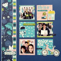 a scrapbook with pictures and photos on it