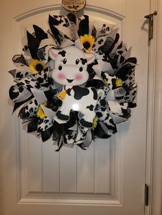 14inch cow wreath Cow Wreath Diy, Cow Wreaths For Front Door, Cow Wreaths, Cow Wreath, Baby Wreath, Farm Nursery, Western Decor, Wreath Ideas, Door Wreath Hanger