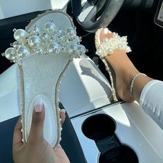 Pearl Slippers, Flat Slippers Sandals, Pearl Sandals, Flat Slippers, Elegant Sandals, Flip Flops Style, Fashion Sandals, Wholesale Shoes