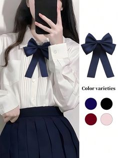 1pc Women's Solid Color Sweet Collegiate Style Bow Tie, Suitable For Daily Life And School Accessories Women Multicolor    Polyester Plain   All Women Accessories, size features are:Bust: ,Length: ,Sleeve Length: Hotel Closet, Collegiate Style, School Accessories, Retro Women, Collars For Women, Accessories Fashion, Inspiration Mode, Hazbin Hotel, Kids Beachwear