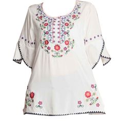 PRICES MAY VARY. DETAIL SIZING FIT- The peasant blouses for women womens boho clothes for women boho tops small size fit to US size 4-6,Medium fit to US size 8-10,Large size fit to US size 12-14, X-Large size fit to US size 16-18,if you wear size above 18, this mexican blouses for women may be a little small for you, as the peasant blouse without stretch; SEPCIAL DESIGN- The mexican shirts for women 3/4 sleeve shirts is with boutique vibrant floral embroidered around neckline and bottom,featured Mexican Bohemian, Womens Boho Tops, Fiesta Shirt, Mexican Shirts, Mexican Blouse, Bohemian Blouses, Casual Shirt Women, Bohemian Tops, Pretty Blouses