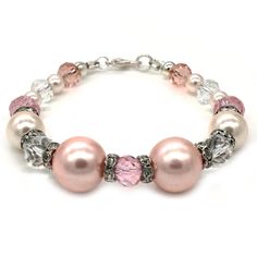 Pink Pearl Beads. Crystals Length 7.5 Inches. Lobster Clasp. Free Gift With Purchase. Fast Shipper. B729 Elegant Silver Bracelets With Large Beads, Elegant Silver Bracelet With Large Beads, Adjustable Silver Pearl Bracelet With Faceted Beads, Adjustable Pink Jewelry With Silver Beads, Nickel Free Silver Pearl Bracelets, Pearl Bracelets With Faceted Round Beads, Nickel-free Silver Pearl Bracelets, Silver Pearl Bracelets With 8mm Beads, Adjustable Silver Pearl Bracelet For Birthday