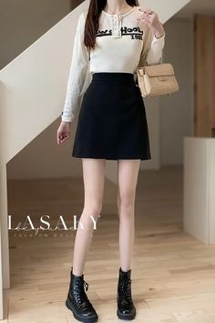 Lasaky - High-Waisted Womens Pencil Skirt featuring a Chic Short Hemline Trendy Flared Mini Skirt For Workwear, Elegant High-waist Fall Skort, Non-stretch Elegant Mini Skirt For Workwear, Elegant Non-stretch Mini Skirt For Work, Elegant High Waist Skort For Fall, High Waist Skort For Office, High Waist Mini Skirt For Office, Trendy Flared Skirt For Work, Office Lady Short Bottoms For Spring