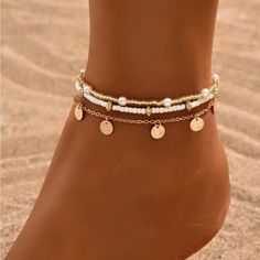 Super Cute And Stylish Ships In 5-10 Business Days Cute Beaded Anklets, Cute Anklets Diy, Unique Anklets, Ankle Accessories, Ankle Bracelets Boho, Golden Poppy, Cute Anklets, Mexico Cruise, Anklet Set