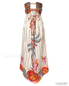 Lasaky - Tie detail tropical print bandeau maxi dress Bandeau Maxi Dress, Chic Type, Moda Boho, Dress With Tie, Halter Maxi Dresses, Maxi Dresses Casual, Boho Casual, Long Sleeve Shirt Dress, Shop Maxi Dresses