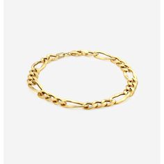 Plain Gold Figaro Link Bracelet 14K Yellow Gold 14k Yellow Gold Tarnish-resistant Bangle, Formal Gold-tone 14k Gold Chain Bracelet, Classic Gold-plated Bracelet With Oyster Detail, Luxury Yellow Gold Plated Bracelets, 14k Yellow Gold Oyster Bracelet, Formal Gold-plated Oyster Bracelet, Gold-tone Gold-plated Bracelet With Polished Finish, 14k Gold Oyster Bracelet Bangle For Formal Occasions, Yellow Gold Link Bracelet With 17 Jewels