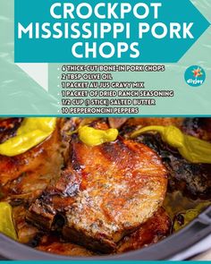 the crockpot mississippi pork chops recipe is shown