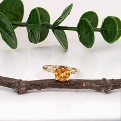 Citrine Ring in Solid 14k Yellow Gold w Natural Diamond Accents | Brilliant Cut Round 7mm | November Birthstone | Orange Gemstone | Fall Clean Metal, How To Clean Metal, Citrine Ring, Ring Stone, Citrine Stone, November Birthstone, Shop Policies, Prong Setting, Citrine