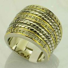 Two Tone, Rhodium Plated Wide Band. It Is Just Under 1" Wide At The Top And 1/2" Wide On The Bottom. Makes A Real Statement For Little Money!! New With Tags Band Fashion, Fashion Ring, Wide Bands, David Yurman, Womens Jewelry Rings, Rhodium Plated, Fashion Rings, Two Tone, Women Jewelry