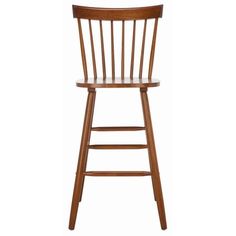 a wooden bar stool against a white background