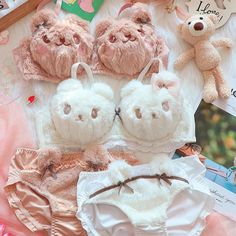 Bear Plushie Kawaii Lingerie Set Kawaii Bra, Fairy Lingerie, Kawaii Lingerie, Witchy Academia, Flower Angel, Bear Plushie, Deer Doll, Angel Princess, Cottage Witch