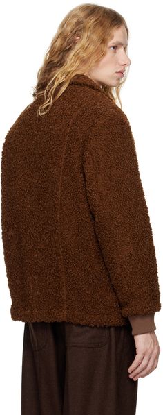 Wool- and nylon-blend bouclé jacket. · Spread collar · Press-stud closure · Welt pockets · Concealed drawstring at hem · Rib knit cuffs · Patch pocket at interior · Partial cotton canvas lining Supplier color: Brown Cozy Brown Outerwear With Ribbed Cuffs, Boucle Jacket, Press Studs, Knit Cuff, Welt Pockets, Welt Pocket, Patch Pocket, Rib Knit, Cotton Canvas