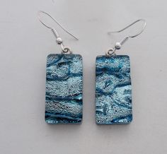 "I fused 1 layers of glass to create this gorgeous earring , . The size is 1 \" by 1/2\" .All my jewelry come in a nice gift box." Czech Glass Jewelry With Matching Earrings For Gifts, Czech Glass Jewelry Set With Matching Earrings As Gift, Glass Drop Earrings For Gift, Elegant Glass Earrings For Gift, Cadmium-free Blue Earrings As Gift, Handmade Glass Drop Earrings, Silver Czech Glass Earrings As Gift, Silver Czech Glass Earrings For Gift, Glass Drop Earrings With Lever Back Ear Wires