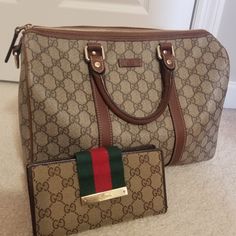 Authentic, Brand New (Nwot) & Never Used Gucci Boston Joy Handbag. Comes With Matching Wallet And Dust Bag. Smoke Free And Pet Free Home. Made In Italy. Gucci Gg Monogram Canvas In Light Brown On Beige Canvas. Light Brown Leather Trim, Piping, And Rolled Top Handles With Gold Hardware. Zipper Has Gold Hardware A D Brown Fabric Interior With One Small Pocket Inside. Measurements: Joy Bag: 12.5 In L 8.5 In H 7 In W, 4 In Drop Joy Wallet 7.5 In L 4 In H 1 In W Gucci Bags Handbags, Gucci Handbags Outlet, Canvas Leather Tote Bag, Gucci Floral, Handbags Gucci, Canvas Leather Tote, Gucci Purse, Gucci Tote Bag, Crystal Belt