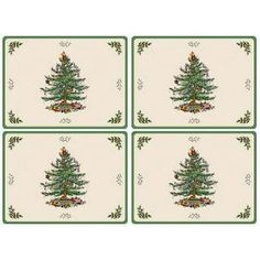 four placemats with a christmas tree on them