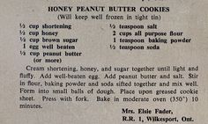 an old recipe for honey peanut butter cookies