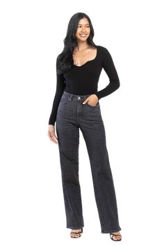 Judy Blue has done it again! This time in a high waisted tummy control straight leg style in a gorgeous charcoal/washed black denim. No longer do your jeans have to make you angry! These will solve the problem of needing jeans that stretch with your every move and they can take you to all your activities! 92% Cotton / 7% Polyester / 1% Spandex FRONT RISE: 12.25" INSEAM: 33" If you've never worn Judy Blue Jeans and aren't sure what size to order PLEASE adhere to these sizing suggestions to avoid Judy Blue Jeans, Black Denim, Blue Jeans, Straight Leg, Loose Fitting, Tights, Womens Sizes, High Waisted, Spandex