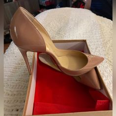 Louboutin Iriza Half D'orsay Patent Leather Pump. Size 39.5 These Were Purchased At Neiman Marcus, They Didn’t Have The Original Box So I Have A Box But Not The Exact Box For It. I’ve Been Trying To Love These Shoes But Unfortunately They Don’t Love Me Back. Never Worn Outdoors Only Tried On In Store. I Also Have The Rubber Protector At The Bottom Which Can Be Removed Without Damaging The Original Sole. Luxury Heels With Leather Sole For Formal Occasions, Luxury Open Heel Formal Heels, Elegant Closed Toe Court Shoes With Red Sole, Elegant Court Shoes With Red Sole And Closed Toe, Designer Patent Leather Heels For Formal Occasions, Elegant Closed Toe Heels With Red Sole, Pointed Toe Patent Leather Heels For Events, Event Patent Leather Heels With Pointed Toe, Luxury Pointed Toe Heels For Galas