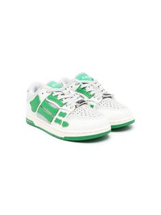 bone white/bright green calf leather panelled design logo patch at the tongue front lace-up fastening perforated toebox contrasting branded heel counter round toe branded insole flat rubber sole Green High-top Skate Shoes With Rubber Waffle Outsoles, Green Skate Shoes With Rubber Waffle Outsoles, Green Leather Skate Shoes With Perforated Toe Box, Green Leather High-top Sneakers With Perforated Toe Box, Green Sporty High-top Sneakers With Perforations, Sporty Green High-top Sneakers With Perforations, Green High-top Sneakers With Perforated Toe Box, Green Lace-up Sneakers With Perforations, Green Lace-up Sneakers With Vented Sides