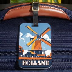 Windmills of Holland - Travel Luggage Tag | Zazzle Holland Travel, Travel Luggage Tag, Luggage Tag, Luggage Tags, Travel Luggage, Holland, Tags, Stars