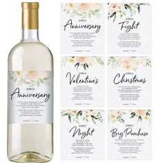 Floral Wedding Wine Bottle Labels Wedding Wine Bottle, Unique Wine Bottles, Personalized Bridal Shower Gifts, Bridal Shower Presents, Unique Bridal Shower Gifts, Wedding Wine Gift, Wedding Wine Bottles, Wedding Wine, Wedding Engagement Gifts