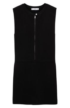 An exposed front zip adds edge to this knit dress that transitions stylishly from day to night. Front zip closure Cewneck Sleeveless 73% viscose, 27% polyester Hand wash, line dry Made in Turkey Day To Night, Nordstrom Store, To Night, Black Fits, Nordstrom Dresses, Knit Dress, Mango, Size 4, Hand Wash