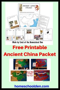 the free printable ancient china packet for homeschoolen students to use in their homeschool