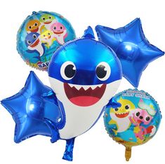 shark balloon bouquet with foil balloons