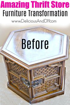 an ornate wooden box with the words amazing thrift store furniture transformed