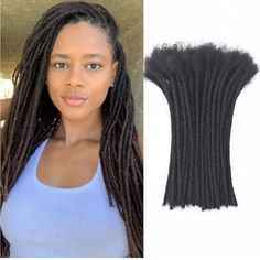 Loc Extension Human Hair 14inch 10 Strands 0.4cm Width Natual Black Can Be Dyed Bleached Curled 100% Full Handmade Permanent Dreadlock Extensions For Women/Men Loc Extensions Permanent, Permanent Loc Extensions, Permanent Dreadlock Extensions, Loc Extensions Human Hair, Hair Extension Care, Loc Extensions, 100 Human Hair Extensions, Dreadlock Extensions, Hair Extensions Best