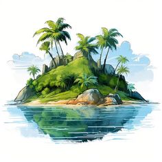 Island Clipart in Oil Painting Style Art: High-Res 4K & Vector Watercolor Island Paintings, Island Clipart, Jungle Hut, Island Drawing, Painted Island, Inktober 2024, Collage Inspiration, Pacific Islander, Digital Portfolio