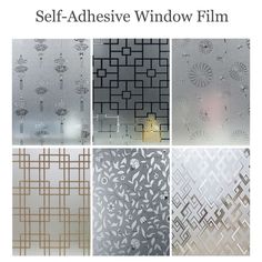 four different types of window films with the words self - adhesive window film