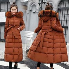 Top Seller for Womens Long Down Jacket Warm Cotton Hooded Winter Thicken Parka Outwear Coat New, Womens jacket Casual Winter Coat, Long Winter Coats Women, Down Winter Coats, Winter Fur Coats, Winter Puffer Jackets, Fur Collar Coat, Fur Hood Coat, Winter Fashion Coats, Long Winter Coats