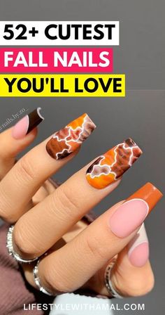 Autumn Nail Ideas Acrylic Short, New Fall Nail Designs, Matte Fall Nails Autumn, September Nail Designs Fall, Fall Nail Art Designs Autumn, Fall Nail Designs 2022, Fall Nail Designs Autumn Burgundy, Late Summer Early Fall Nails, Beautiful Fall Nails